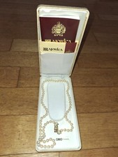 Vintage Majorica Pearl Necklace22"  925 Sterling Silver Clasp in Original Box