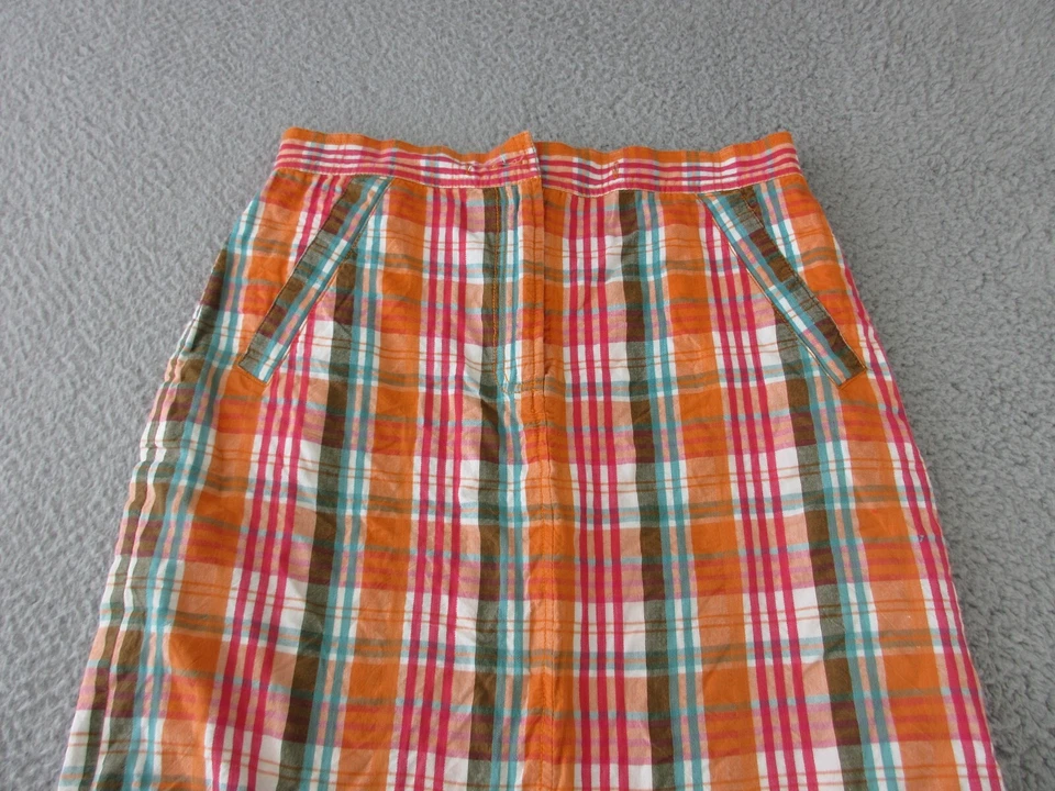Orvis 裙子女式成人 8 橙色格子棉休闲口袋女士 30X22 — 第 2/4 张图片
