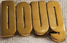 Vintage Brass Belt Buckle DOUG Retro Hippie Western Cowboy Brass 1970s BOLD DOUG