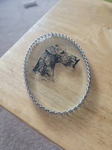 Terrier Glass Hanging Suncatcher/Picture W/Metal Frame 6.5" X 4.25 " Davis 84.