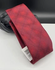 PERRY ELLIS Portfolio Men's 100% Polyester Tie ~ Red ~ Geometric ~ MSRP: $55.