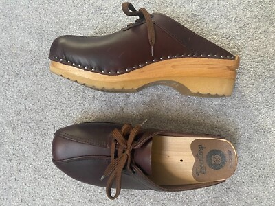 TROENTORP Clogs size 41 AUDUBON Brown Pull Up Rubber + Wood  display picture 2