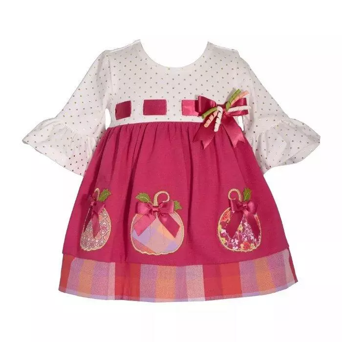 BONNIE JEAN Baby Girl 12M Gold Foil Dot Pumpkin Applique Dress