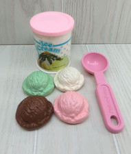 Fisher Price Fun with Food vintage ice cream 4 scoops scooper carton set