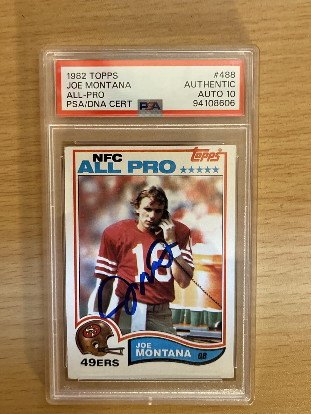 Joe Montana Signed Autographed 1982 Topps Football Card All Pro #488 PSA DNA 10