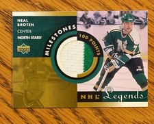 Neal Broten 2001 UD NHL Legends Milestones jersey patch 1980 USA - NORTH STARS