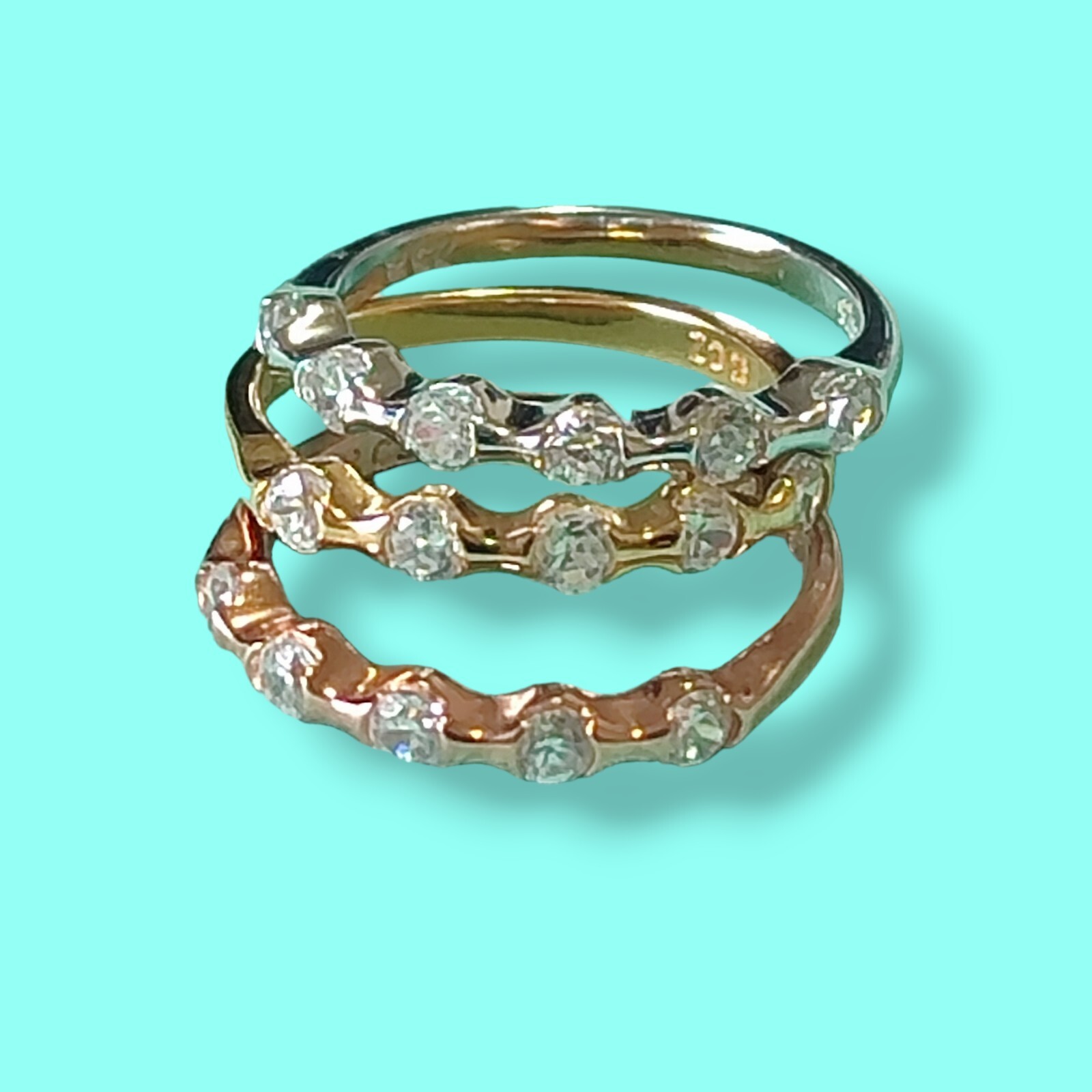 Multi Tone Solid Sterling Silver 925 Cubic Zircon… - image 1