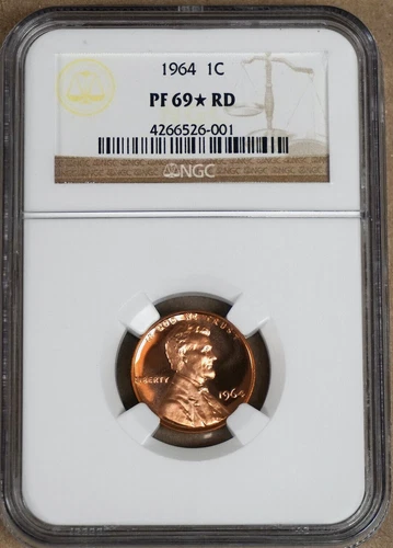 :1964 1C LINCOLN CENT NGC PF69 STAR RD (SEMI-CAM) BLAZING RED RARITY R5 TOP POP