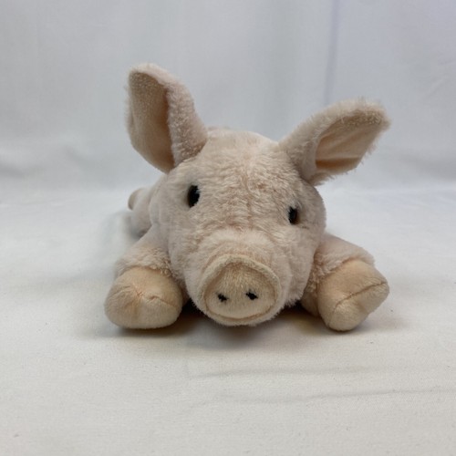 FAO Schwarz Pink Pig 12” Peluche Latón Botón Peluche Juguete - Imagen 1 de 7