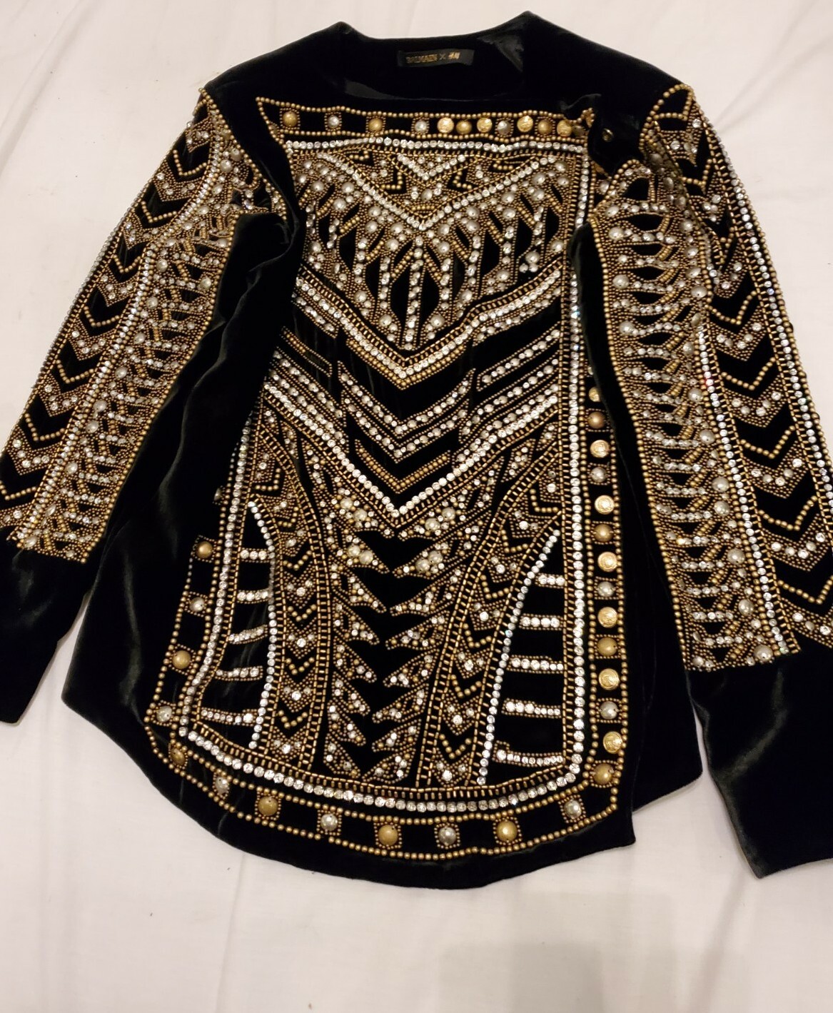 Balmain X H\u0026M Velvet Beaded Embellished 