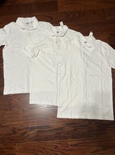 3 Old Navy Boy's Pique Uniform Stretch Polo White Size XL 14-16