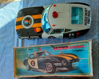 Nomura Toyota Highway Patrol 2000GT P.D Police Car Tin Toy Car