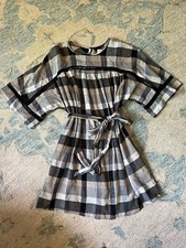Anthropologie Maeve Candace Bell Kimono Black/white/tan Plaid Dress Size A