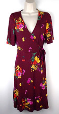 Old Navy Women's Short Sleeve Faux Wrap Floral Dress Sz Small Stretch Waist Tie