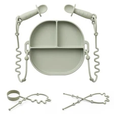 Silicone Plates for Babies with Suction Divided Baby Spoons Silicone Baby Toy