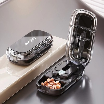 Adjustable Precise Pill Cutter Storage Box Portable Drug Tablet Medicine Dust US