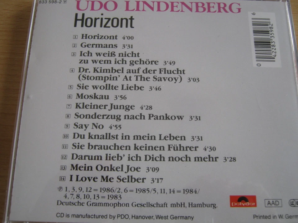Udo Lindenberg"Horizont"(1986)"Du Knallst In Mein Leben" "Sonderzug Nach Pankow" - Bild 2 von 3