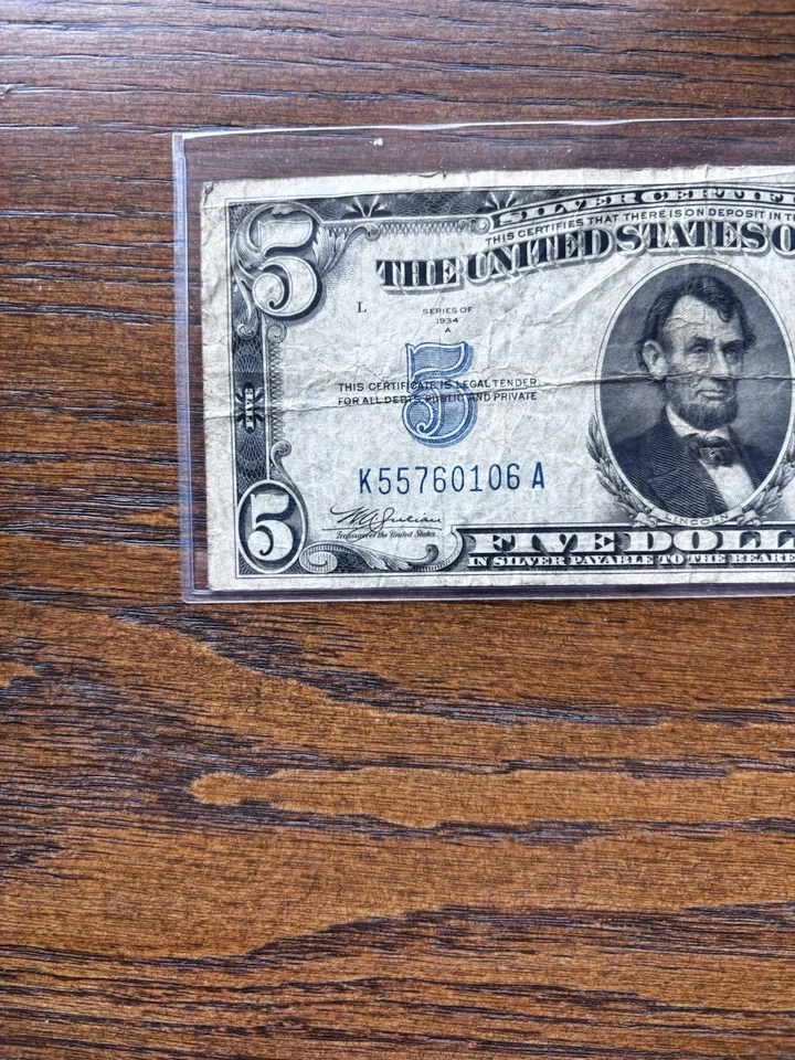 1934 A US Emergency North Africa $5 Silver Certificate Paper Money Rough Edges - Image 2 of 4