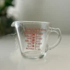 Pyrex Measuring Cup 508  1 Cup Red Lettering Closed D Handle USA Vintage - OZ ML