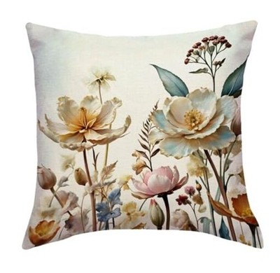 Floral Decorative Throw Pillow Cover 18 x 18 inches Blooming 18×18 Beige
