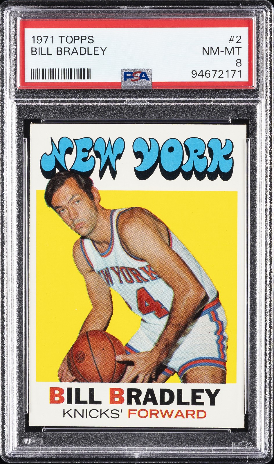 1971 TOPPS #2 BILL BRADLEY PSA 8
