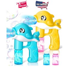 Bubble Guns for Kids Automatic Whale Bubble Maker LED Lights 4 Refill Solutions