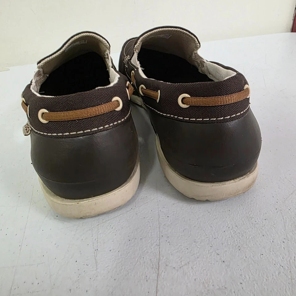 Crocs Hombres Zapatos de Barco Talla 10 Línea de Playa Lona Marrón Mocasines Sin Cordones Ligeros Foto 3 de 4