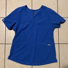 Figs Casma Three Pocket Scrub Top Men s Large Royal Blue Short Sleeve