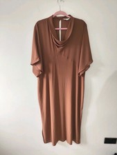Next Long Maxi Dress Size 20 Womens Brown Occasion Short Sleeve Cowl Neck