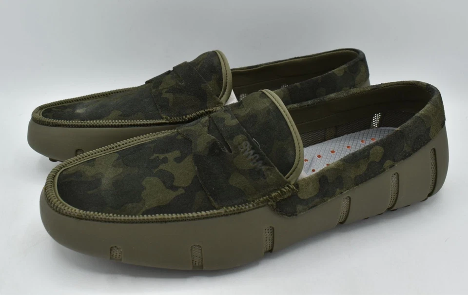 Zapatos Mocasines Nadadores Para Hombres Talla 12 Lujoso Conductor Verde Nogal Camuflaje Foto 2 de 4