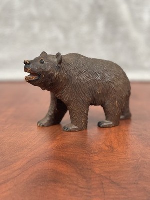 Vintage Swiss Brienz Hand-Carved Wooden Bear 6.5  Glass Eyes Marked Switzerland