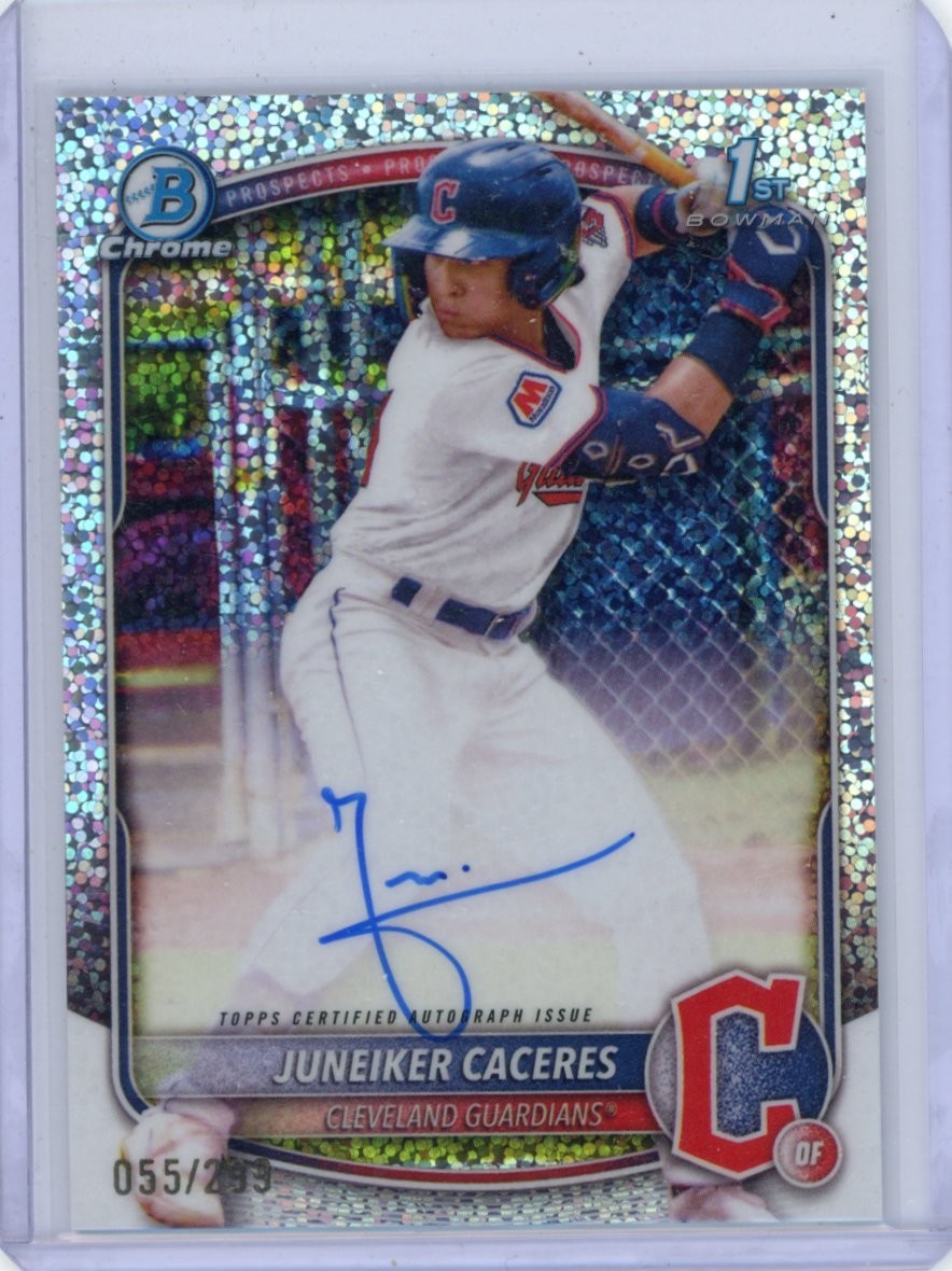 Juneiker Caceres 2025 Bowman Chrome Speckle Refractor Auto /299 1st