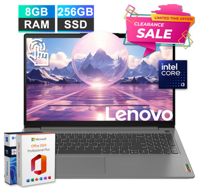 Lenovo IdeaPad 15 Touch Laptop Lifetime Office 2204, Intel i3, 8GB RAM 256GB SSD