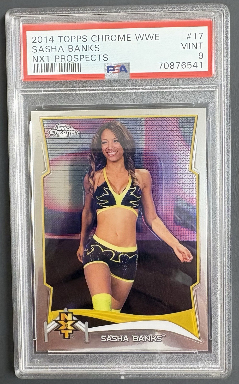 2014 WWE Topps Chrome Sasha Banks Mercedes Mone RC PSA 9