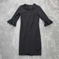 Banana Republic Dress Womens 6 Black Shift Bell Sleeve Lined Stretch Back Zip