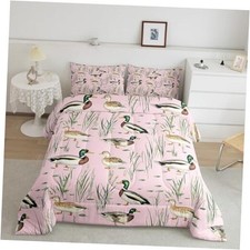 Cute Mallard Duck Comforter Set Size Kids Wild Duck Hunting Full Pink Green
