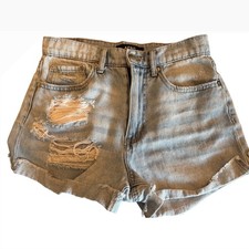 Aeropostale Aero Mom Shorts Light Wash Distressed Denim High Waisted Size 4
