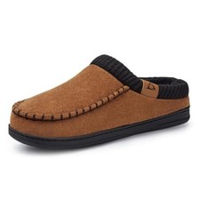 Slippers for Men Memory Foam Indoor Outdoor Moccasin House Shoes 7-8 Brown