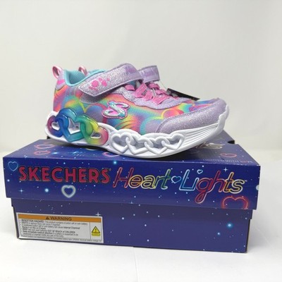 Skechers Heart Lights Light Up Sneaker Kids Lavender Girls Size