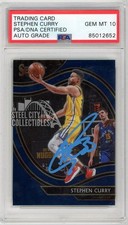 Stephen Curry 2020-21 Select Blue Retail Autograph Card #204 PSA/DNA 10 (Blue)