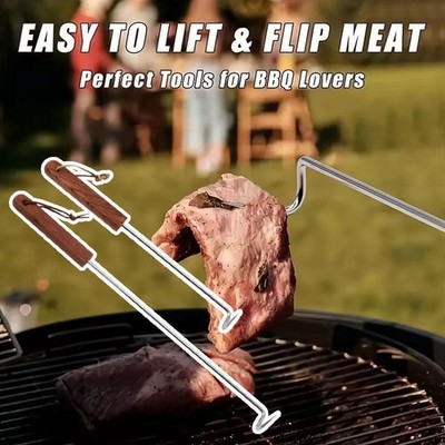 Barbecue Food Flipper Meat Flipper Hook Pigtail Food Stainless Flipper Stee U3Y8