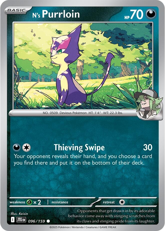 N's Purrloin JTG 096/159 Pokémon SV09: Journey Together Common EN NM