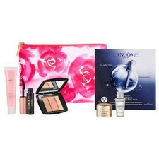 Lancome 7-Piece Skincare  Makeup Set with Floral Pouch/Makeup Bag NEW  SEALED