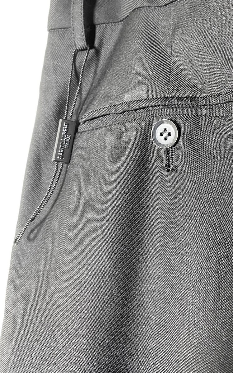 SAINT LAURENT Paris YSL Black Twill Virgin Wool Dress Pants 46 IT