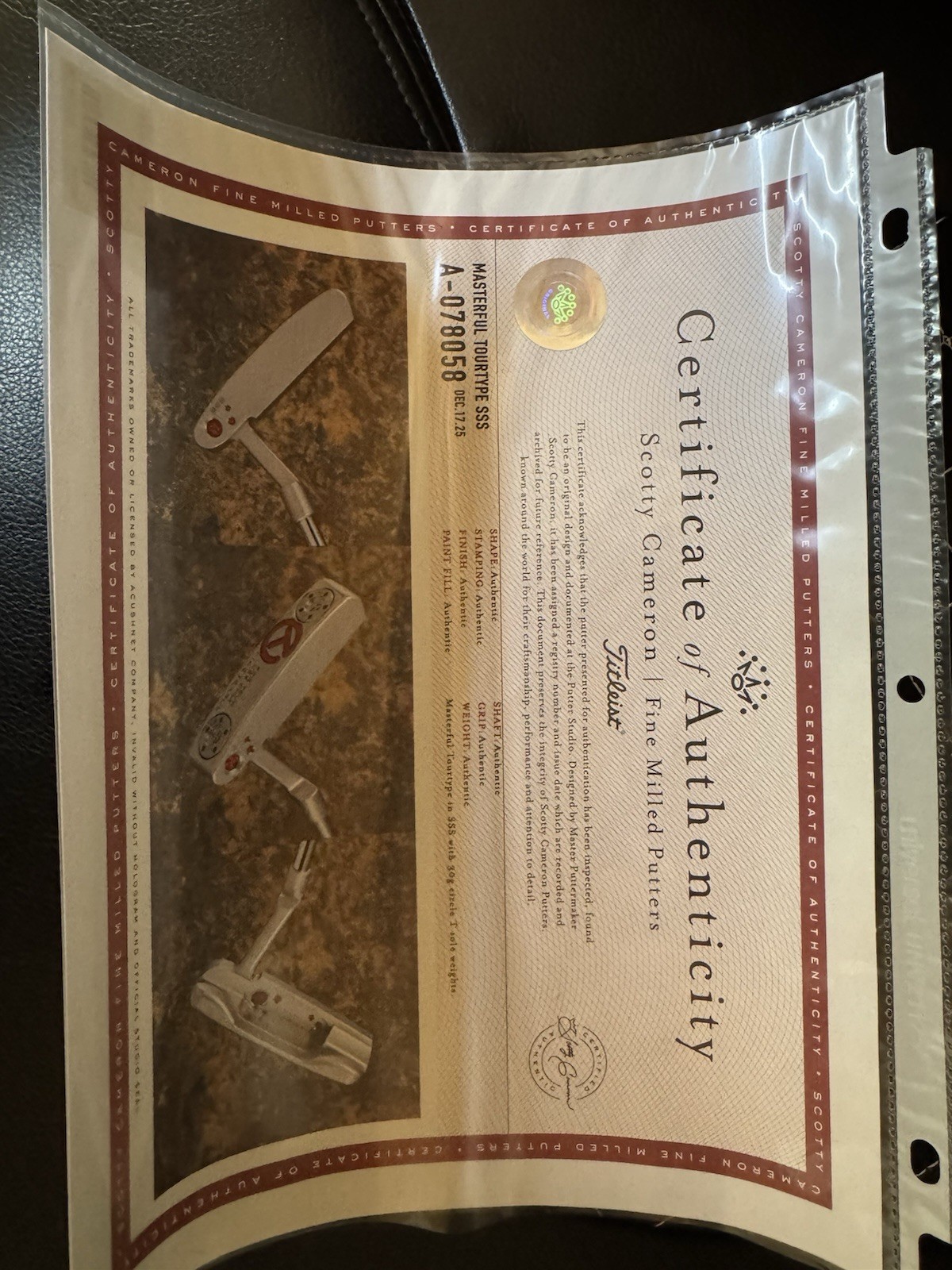 A078058, the certificate in an eBay listing's photos