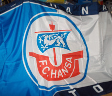 FC HANSA ROSTOCK FAHNE  F.C. HANSA ROSTOCK  ca. 80 x 120 cm mit Durchzug NEU