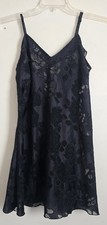 Vintage Womens Victorias Secret Gold Label Black Satin Lace Up Slip Dress Medium