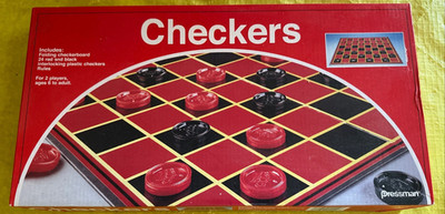 CLASSIC Pressman CHECKERS board GAME interlocking pieces folding PRE-OWNED fun