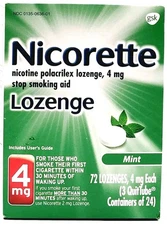 Nicorette 4mg Mint Nicotine Lozenges 72 Pieces 3 Tubes 24 Lozengers Each Age 18+