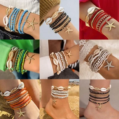 Bohemian Vacation Style Muschel Perlen Webarmband Strand Wind Seestern Perle Neu - Bild 1 von 4